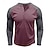 baratos Camiseta Henley Casual-Homens Camiseta Botão Camiseta Camisa Henley Camisetas Manga Longa Henley Primavera &amp; Outono Bloco de cor Moda Designer Básico Patchwork Férias Rua Para Noite Vermelho Escuro Cinza Escuro Verde Tropa