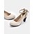 ieftine Block Heels-pantofi cu toc mijlociu cu accent cu funde din piele intoarsa bej cu bretele la glezna - pantofi eleganti de dama pentru birou, nunti si ocazii formale