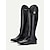 cheap Women&#039;s Boots-Women&#039;s Black Faux Leather Equestrian Riding Boots with Zipper Closure - Tall Knee-High Horseback Riding Boots for Outdoor and Casual Wear