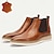 cheap Chelsea Boots-Men&#039;s Brown Premium Cowhide Chelsea Boots with White Sole - Elegant and Comfortable for Casual and Formal Wear