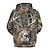 cheap Hunting Hoodies-Men's Wildlife Hoodie Hoodies Sweatshirt Fashion Daily Casual Long Sleeve Hooded Vacation Streetwear Light Brown Brown 5 Brown 6 Brown 7 Brown2 Printing Winter Spring &amp;  Fall Designer S M L XL XXL 3XL