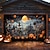 billige Halloween garage dør dække-halloween dørdekorationer udendørs halloween garagedør dæksel jack o lanterne banner stort gobelin bagtæppe dekoration til ferie udendørs garageport hjem vægdekorationer