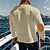 preiswerte Basic-T-Shirts-Herren T Shirt Henley Hemd T-Shirt Waffelstrick T-Shirt Langarm Gebänderter Kragen Frühling &amp; Herbst Braun Mode Designer Basic Schnürung Patchwork Urlaub Straße Ausgehen Aprikose Schwarz Weiß Top