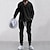 billiga grundläggande sweatsuits-Herr Slät Basic sweatshirts Tröja Träningsoverall Långärmad Tröja V-hals Streetwear Grundläggande Ledigt Sport &amp; Utomhus Dagligen Helgdag 2 st Höst vinter