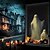 preiswerte Halloween-Wandteppiche-Halloween-Fensterverkleidung, süße Geisterkerze aus Stoff, Halloween-Vorhang, Horrorfilm-Poster, Fenster-/Türverkleidung, Deko für Spukhaus, gruselige Halloween-Fensteraufkleber für drinnen und