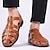 abordables Sandalias de vestir-Sandalias de pescador con punta cerrada de piel sintética marrón para hombre con correa de hebilla: zapatos de verano informales y transpirables para uso diario y al aire libre