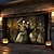 billige Halloween garage dør dække-halloween dørdekorationer udendørs halloween garagedør dæksel jack o lanterne banner stort gobelin bagtæppe dekoration til ferie udendørs garageport hjem vægdekorationer