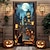 billige Halloween dørdeksler-halloween dørdekorasjoner halloween dørdeksler jack o lanterne dør billedvev gresskar kråke dør gardin dekorasjon bakteppe dør banner for inngangsdør gårdshus ferie fest dekor forsyninger