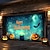 billige Halloween garage dør dække-halloween dørdekorationer udendørs halloween garagedør dæksel jack o lanterne banner stort gobelin bagtæppe dekoration til ferie udendørs garageport hjem vægdekorationer