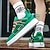 preiswerte Lässige Sneakers-Grüne High-Top-Sneaker für Herren mit mehrfarbigen Schnürsenkeln und Klettverschluss – stylische Casual-Sportschuhe für Streetwear und den Alltag