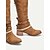 tanie Buty vintage-rustykalne brązowe buty damskie w stylu western z paskami ze sprzączką i detalami ze sznurka – styl vintage, idealne na nieformalne wyjścia i festiwale wiejskie