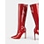 abordables Bottes à la mode-bottes à talons aiguilles en similicuir verni rouge pour femmes avec motif crocodile - bottes à talons hauts sexy pour les fêtes et les sorties nocturnes