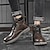 cheap Work Boots-Men&#039;s Brown Leather Work Boots, Durable Lace-Up Ankle Boots with Rugged Sole, Perfect for Outdoor Activities, Construction, and Casual Wear