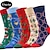 billiga herrstrumpor-Herr 5 par Multipack Socka Crew strumpor Vardagliga strumpor Julstrumpor Rubinrött Marinblå Färg Julgran Jul Dagligen Semester Medium Höst Vinter Mode Ledigt