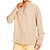 cheap Business Casual-Men's Shirt Linen Shirt Popover Shirt Casual Shirt Cotton Shirt Plain Streetwear Vacation White Wine Navy Blue Brown Long Sleeve Stand Collar Spring &amp;  Fall Clothing Apparel Lace up