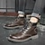 cheap Work Boots-Men&#039;s Brown Leather Work Boots, Durable Lace-Up Ankle Boots with Rugged Sole, Perfect for Outdoor Activities, Construction, and Casual Wear