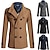 abordables Manteaux &amp; vestes-Homme Manteau de campagne Caban Trench du quotidien Vacances Automne hiver Polyester Chaud Vêtements d&#039;extérieur Vêtement Tenue Mode Classique Plein Poche Mao Double Boutonnage