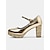 abordables Semi-formel-Escarpins Mary Jane à talons carrés et paillettes dorées pour femmes – chaussures de soirée à plateforme scintillantes pour mariages et événements officiels