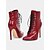 preiswerte Modische Stiefel-rote Stiefeletten mit Krokoprägung und Schnürung im Stiletto-Stil – sexy Damenstiefel mit hohem Absatz und spitzer Spitze für Party und Abendgarderobe