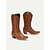baratos Cowboy &amp; Western Boots-Mulheres Botas Botas Cowboy Tamanhos Grandes Ao ar livre Trabalho Diário Botas da panturrilha Tachas Cadarço Salto de bloco Salto Robusto Dedo Apontado Elegante Moda Clássico Couro Ecológico Mocassim