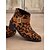 cheap Ankle Boots-Women&#039;s Leopard Print Ankle Boots with Buckle Strap, Casual Western Style, Comfortable Low Heel for Everyday Wear