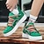 preiswerte Lässige Sneakers-Grüne High-Top-Sneaker für Herren mit mehrfarbigen Schnürsenkeln und Klettverschluss – stylische Casual-Sportschuhe für Streetwear und den Alltag