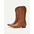 baratos Cowboy &amp; Western Boots-Mulheres Botas Botas Cowboy Tamanhos Grandes Ao ar livre Trabalho Diário Botas da panturrilha Tachas Cadarço Salto de bloco Salto Robusto Dedo Apontado Elegante Moda Clássico Couro Ecológico Mocassim