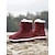 baratos Botas de neve e inverno-botas de inverno femininas impermeáveis com cadarço vermelho, forro de pelúcia e sola antiderrapante – botas de neve estilosas para clima frio
