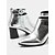 cheap Nightlife Party-Women&#039;s Metallic Silver Pointed Toe Ankle Boots with Block Heels and Ring Buckle Strap – Perfect for Parties and Fashion Events