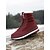 baratos Botas de neve e inverno-botas de inverno femininas impermeáveis com cadarço vermelho, forro de pelúcia e sola antiderrapante – botas de neve estilosas para clima frio