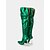 abordables Bottes à la mode-bottes à talons aiguilles vert métallisé pour femmes avec bout pointu, bottes sexy à talons hauts au-dessus du genou pour les fêtes et les événements de mode