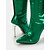 abordables Bottes à la mode-bottes à talons aiguilles vert métallisé pour femmes avec bout pointu, bottes sexy à talons hauts au-dessus du genou pour les fêtes et les événements de mode
