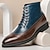 billige Ankelstøvler-tofarvede ankelstøvler i imiteret læder med snørelukning - stilfulde marineblå og brune støvler til fritidstøj og udendørsaktiviteter