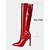 abordables Bottes à la mode-bottes à talons aiguilles en similicuir verni rouge pour femmes avec motif crocodile - bottes à talons hauts sexy pour les fêtes et les sorties nocturnes