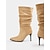 abordables Bottes souples-bottes hautes en daim marron clair pour femmes avec talons aiguilles et bout pointu, chaussures élégantes d&#039;automne et d&#039;hiver pour une tenue décontractée et de soirée