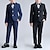 voordelige Jongens formeel pak-3-delig Ringdragerkostuums Jongens Kinderen Pak Formeel pak Kostuum en blazer Formele set Formeel Feest Modieus Stoer Streep Zak Zwart Marineblauw Polyester