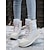 baratos Botas de neve e inverno-botas de inverno femininas impermeáveis com cadarço vermelho, forro de pelúcia e sola antiderrapante – botas de neve estilosas para clima frio