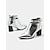 cheap Nightlife Party-Women&#039;s Metallic Silver Pointed Toe Ankle Boots with Block Heels and Ring Buckle Strap – Perfect for Parties and Fashion Events