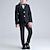 voordelige Jongens formeel pak-3-delig Ringdragerkostuums Jongens Kinderen Pak Formeel pak Kostuum en blazer Formele set Formeel Feest Modieus Stoer Streep Zak Zwart Marineblauw Polyester