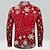 cheap Santa Claus Outfit-Men&#039;s Santa Claus Shirt Button Up Shirt Long Sleeve Casual Party Evening Wear Daily Fall Winter Spring &amp; Summer Shirt Collar Button Up 3D Print Red