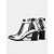 cheap Nightlife Party-Women&#039;s Metallic Silver Pointed Toe Ankle Boots with Block Heels and Ring Buckle Strap – Perfect for Parties and Fashion Events