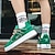 preiswerte Lässige Sneakers-Grüne High-Top-Sneaker für Herren mit mehrfarbigen Schnürsenkeln und Klettverschluss – stylische Casual-Sportschuhe für Streetwear und den Alltag