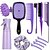 abordables Accessoires de coiffure-Ensemble complet de 12 peignes de coiffure - démêlage polyvalent &amp;peignes à taquiner, bord &amp;brosses à queue de rat, masseur de cuir chevelu, vaporisateur - idéal pour tous les types de cheveux