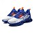 billige Herresneakers-blå atletiske sneakers til mænd med unikt hulsåldesign, åndbar strikoverdel og flammedetaljer – lette løbesko med orange accenter