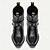 cheap Biker Boots-Men&#039;s Black Faux Leather Motorcycle Boots with Flame Embroidery and Metal Buckle – Western Style Ankle Boots for Biker Fashion and Casual Wear