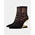 preiswerte Für Frauen-Schwarze Damen-Stiefeletten im Totenkopf-Design mit Strassverzierungen und goldenem Cut-out-Absatz – auffällige Statement-Heels für Gothic-Mode und Partys