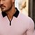 billige Herre klassisk polo-Herre Vaffel poloshirt Golftrøje udendørs Afslappet Kvartals lynlås Langærmet Mode Moderne Helfarve Strikket Forår &amp; Vinter Standard pasform Hvid Gul Lyserød Lysegrå Vaffel poloshirt