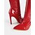 abordables Bottes à la mode-bottes à talons aiguilles en similicuir verni rouge pour femmes avec motif crocodile - bottes à talons hauts sexy pour les fêtes et les sorties nocturnes