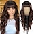 cheap Party Wigs-Wig with Bangs Long Wavy Wig for Women Synthetic Curly Wigs Hair Replacement Wigs for Girls Daily Party Use 26 Inches