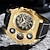 voordelige Quartz-horloges-Groot Wijzerplaat Heren Horloges Luxe Merk Mannelijke Kwarts Horloge Grote Maat Heren Twee Tijdzones Leder Sport Polshorloges